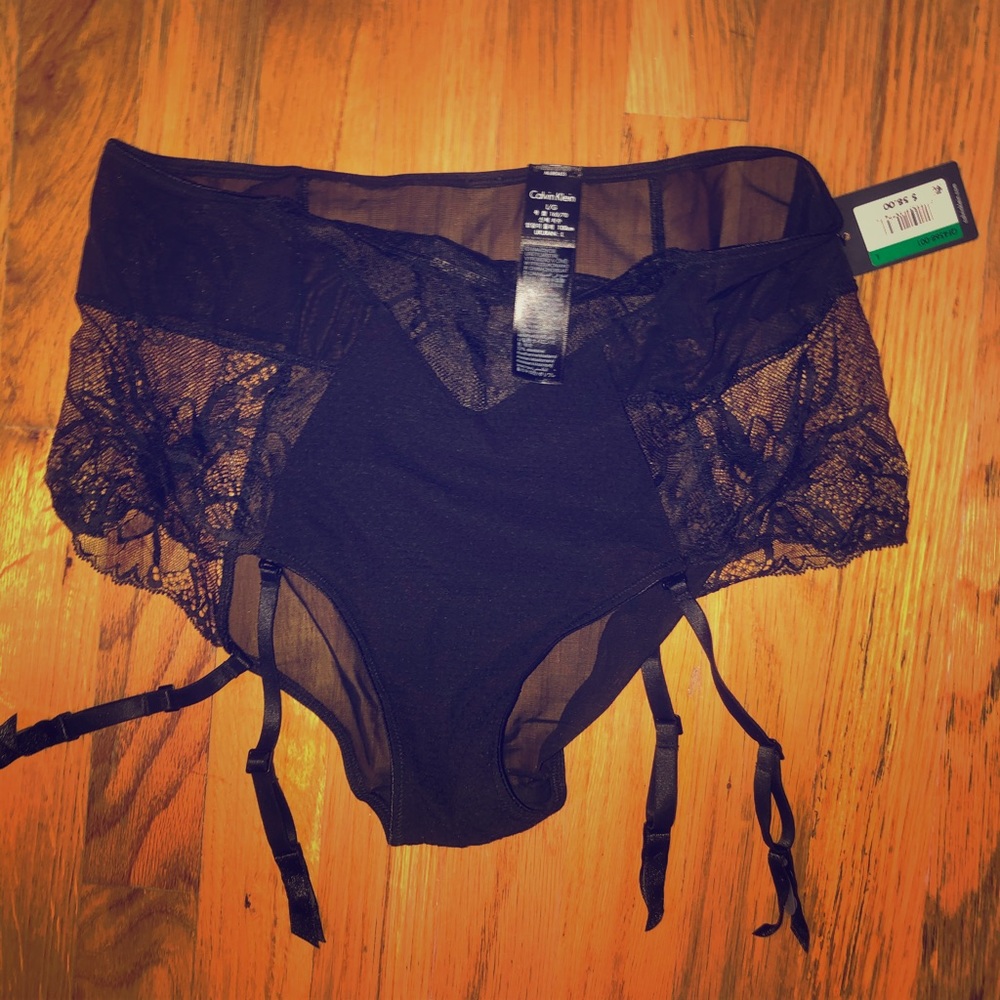 Sexy Calvin Klein panties with stockings straps